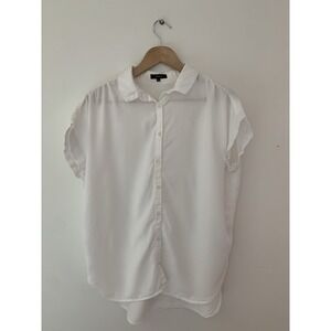Quince Vintage Wash Tencel Camp Shirt Sz M White Buttondown Short sleeved Collar